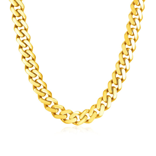14k Yellow Gold Polished Miami Cuban Chain Necklace-0