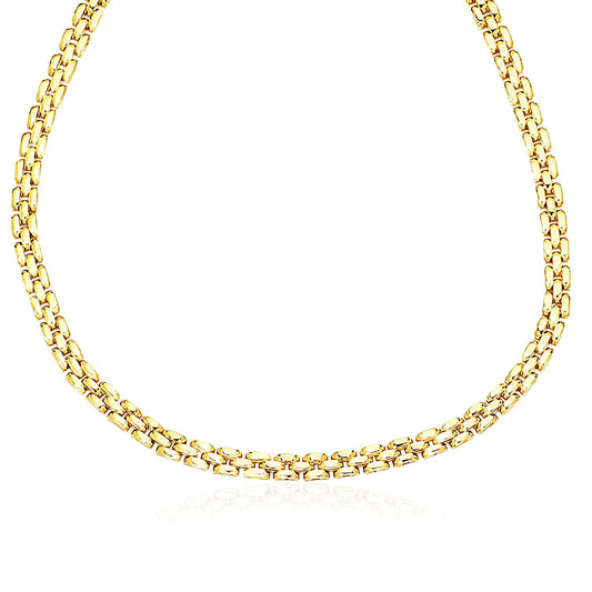 14k Yellow Gold Panther Chain Link Shiny Necklace-0