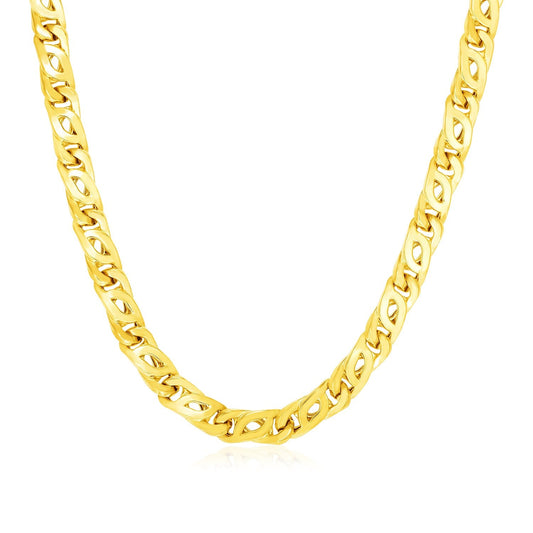 14k Yellow Gold Mens Polished Abstract Link Necklace-0