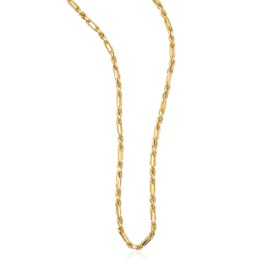 14k Yellow Gold Figaro Chain Necklace-0