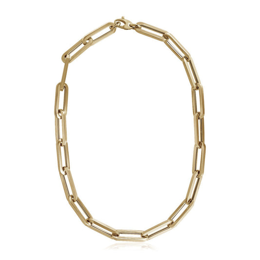 14k Yellow Gold Extra Wide Paperclip Chain Necklace-0